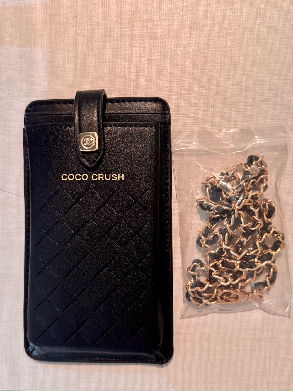 COCO CRUSH Black Quilted Leather Phone Crossbody